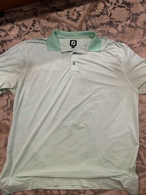 FootJoy Men's Light Mint Green Striped Polo